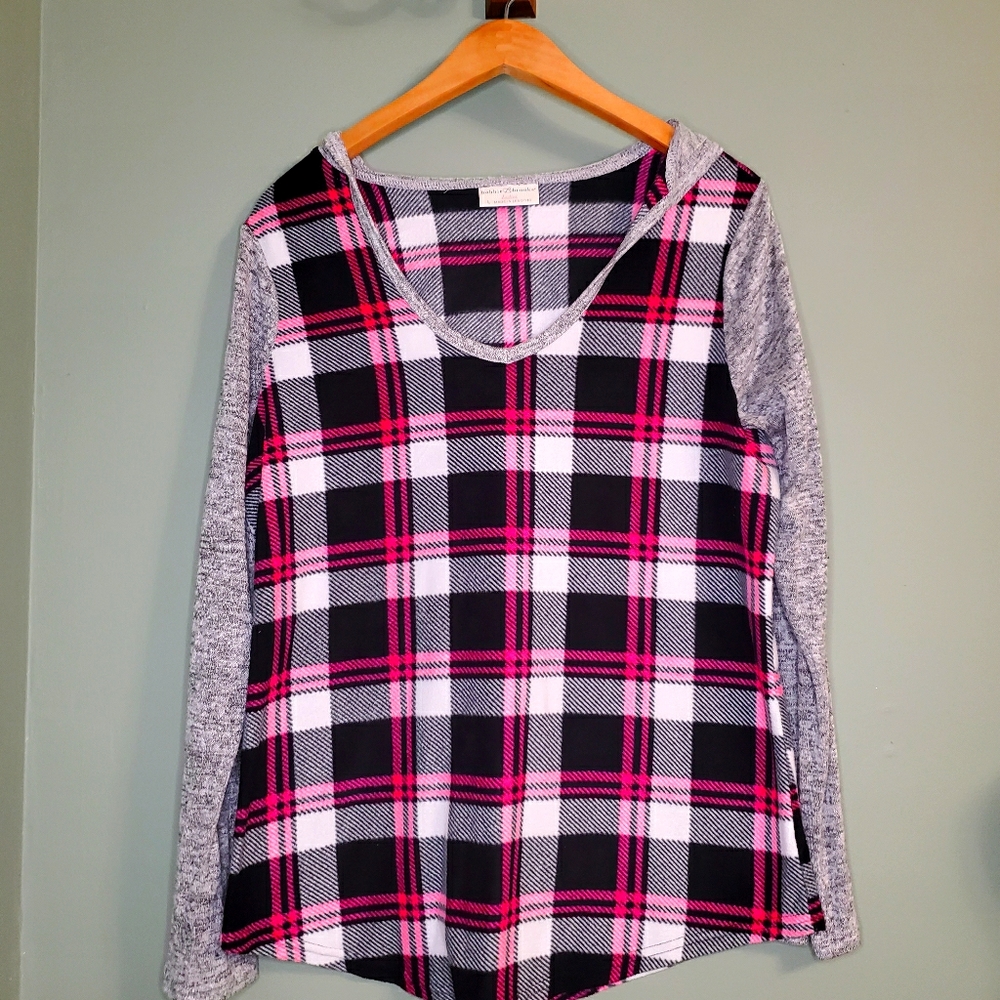 Bobbie Brooks Pink Plaid Fleece Hoodie